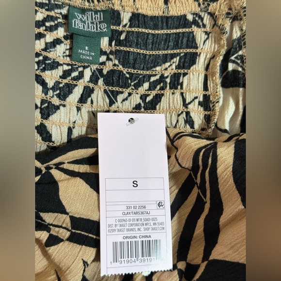 Wild Fable Black and Tan Tie-Front Crop Top - Picture 3 of 4